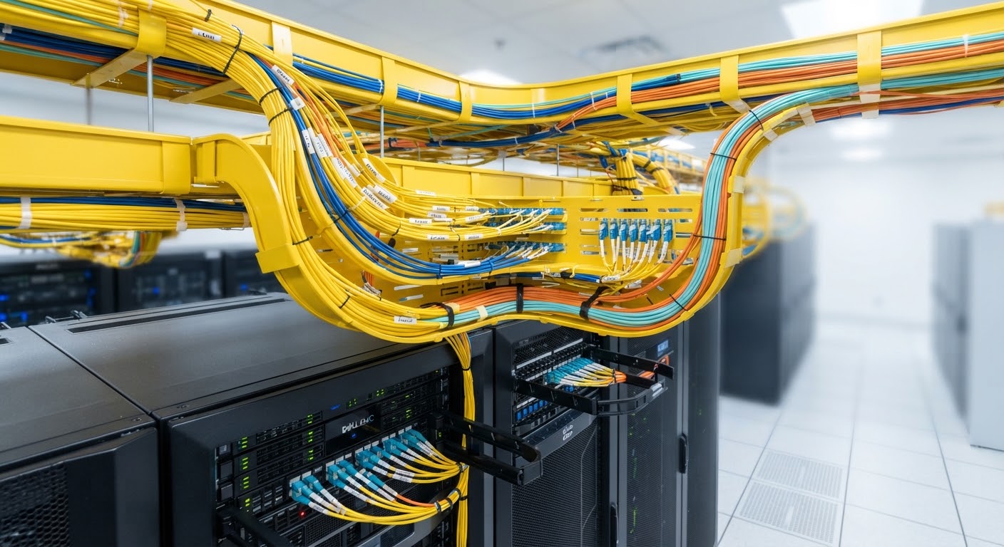 Cabling and technical equipment inside a Data Center