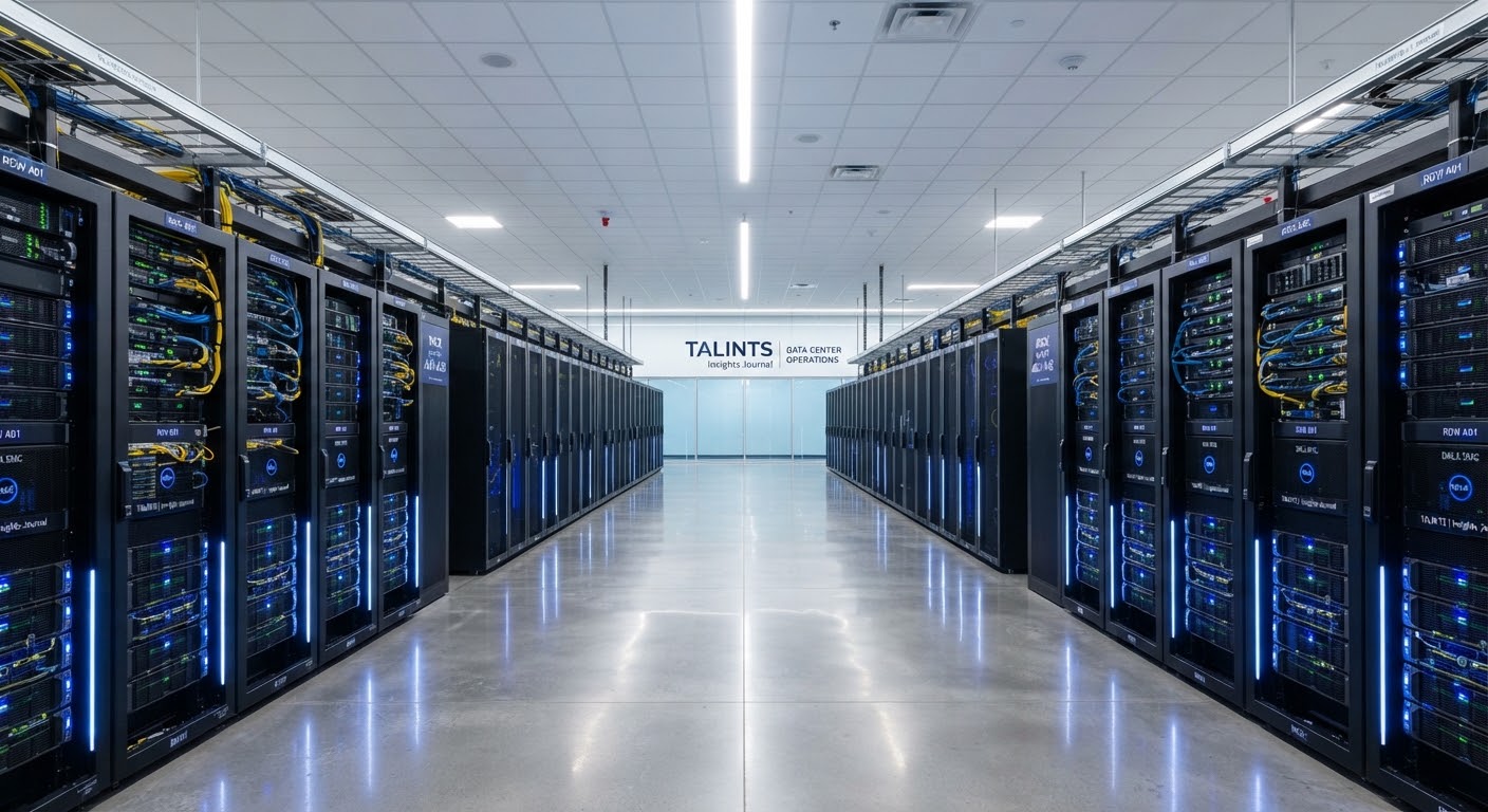 Central aisle between server cabinets in a Data Center